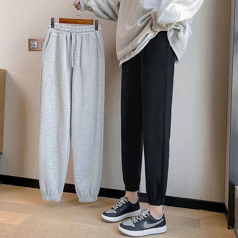 75852-女秋纯棉运动束脚休闲韩版裤螺纹棉裤宽松显瘦潮流百搭卫裤灯笼裤-详情图
