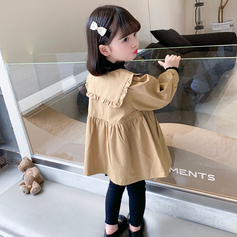 Girls' windbreaker coat autumn clothes westernized children's clothes 2022 new baby medium length children's spring and autumn tops trend