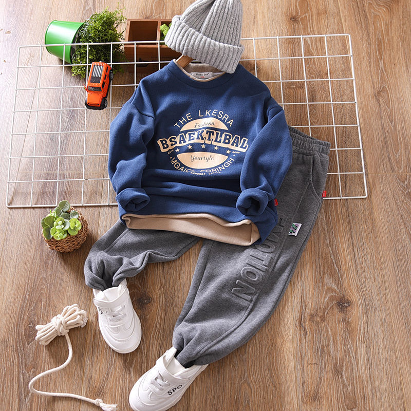 Boys' Autumn suit children's  new spring sweater explodes on the street, foreign style, big boys' handsome long pants trend