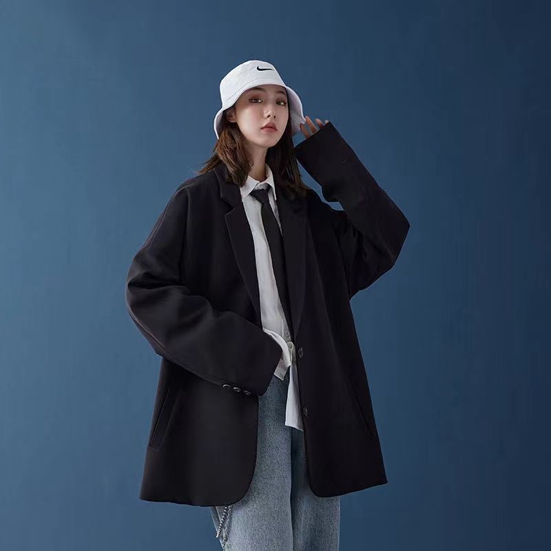 Oversize suit coat for men and women, casual style, spring and autumn new style, off shoulder couple loose style, temperament, college style