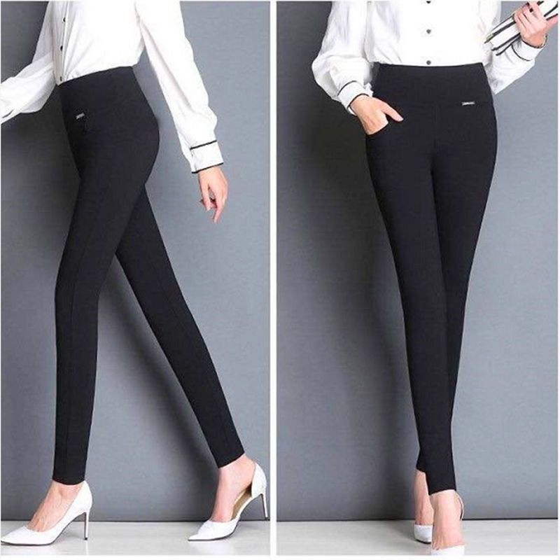 Korean version of the new autumn and winter women's casual pants loose slim middle-aged mother's pants high waist pencil fleece ladies pants