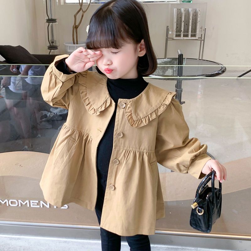 Girls' windbreaker coat autumn clothes westernized children's clothes 2022 new baby medium length children's spring and autumn tops trend