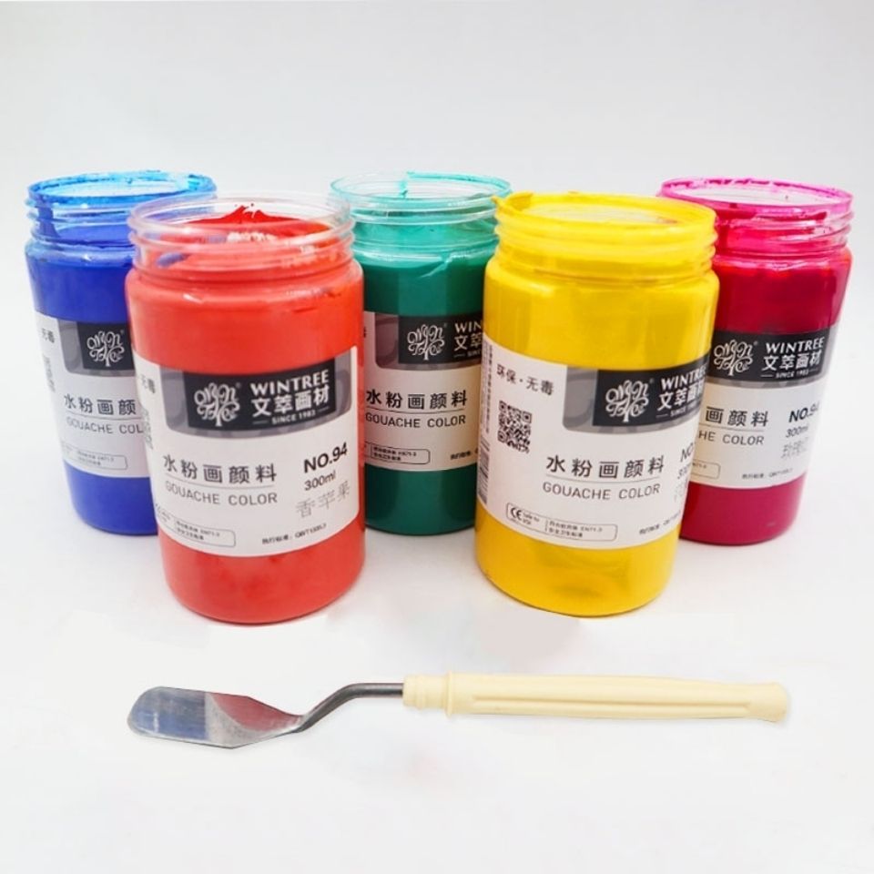 文萃水粉颜料美术生专用大瓶装300ml学生白色补充装浓缩罐装大白