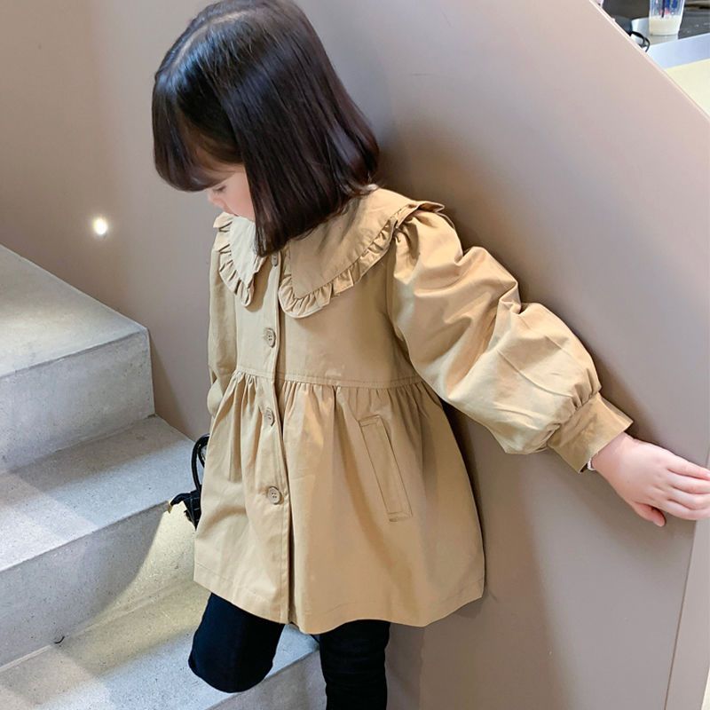 Girls' windbreaker coat autumn clothes westernized children's clothes 2022 new baby medium length children's spring and autumn tops trend