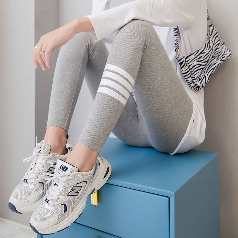 Light gray leggings women's outerwear 2021 new spring and autumn sports tight elastic long johns pencil pants