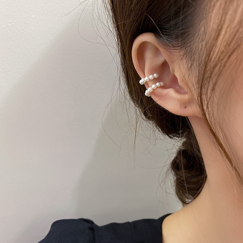 珍珠C型无耳洞耳夹简约气质网红耳环女夏冷淡风耳骨夹高级感耳饰