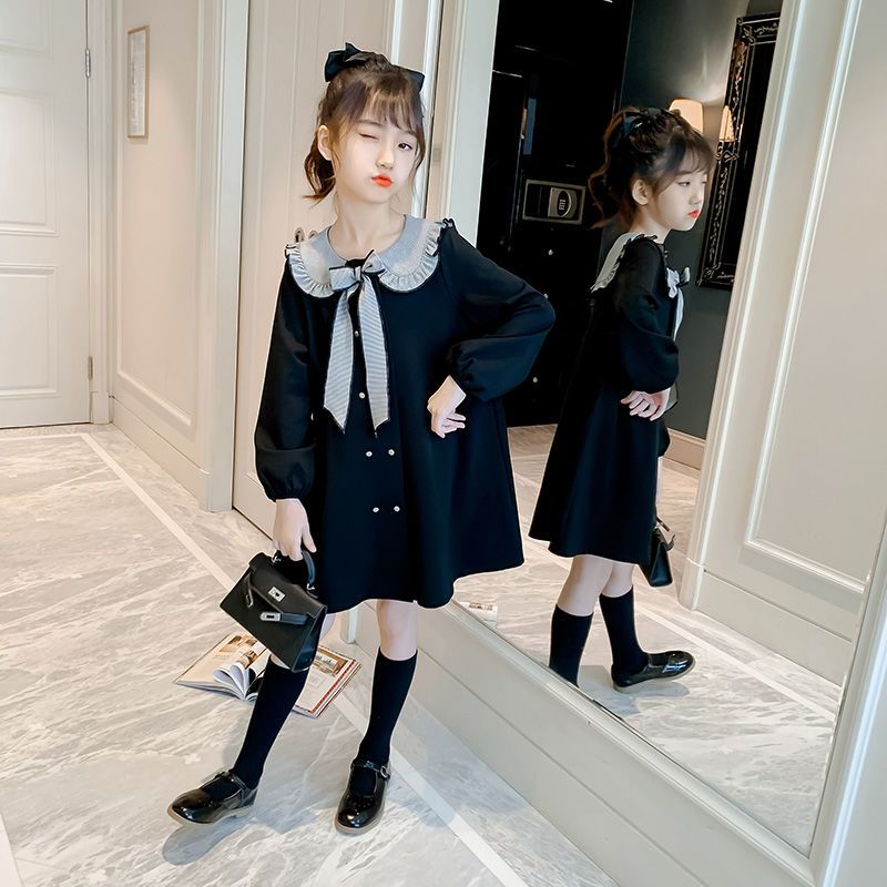 女童連衣裙春秋裝2023新款兒童洋氣公主裙女孩韓版中大童裙子童裝