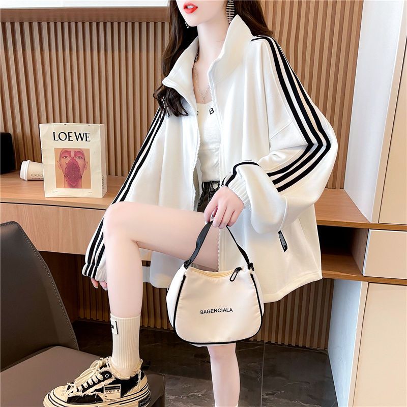 Extra large size 300 pounds design cardigan sweatshirt for women  spring and autumn student loose thin street jacket trendy in