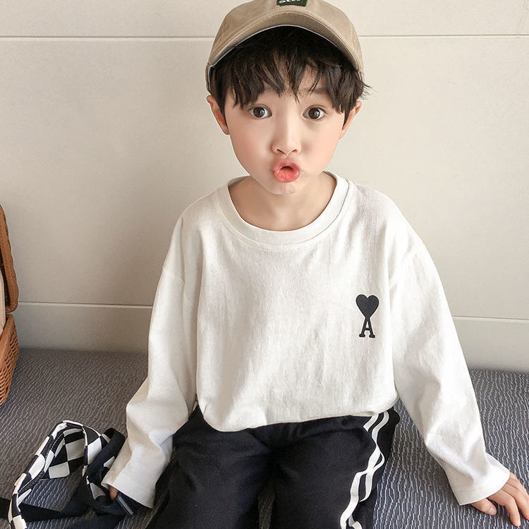 100% cotton children's long-sleeved bottoming shirt 2021 new bear handsome baby T-shirt autumn clothes boys tops trendy
