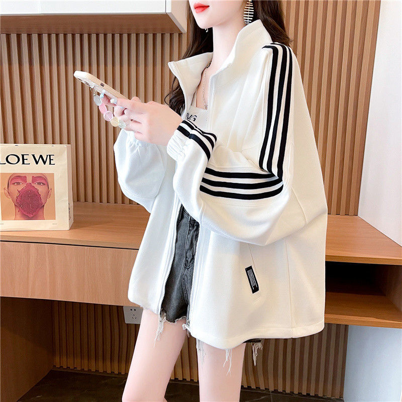 Extra large size 300 pounds design cardigan sweatshirt for women  spring and autumn student loose thin street jacket trendy in