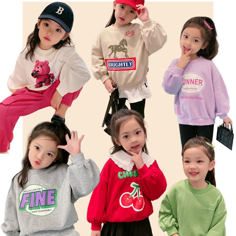 女童网红加绒加厚卫衣2021新款中大童长袖卡通韩版儿童洋气上衣潮