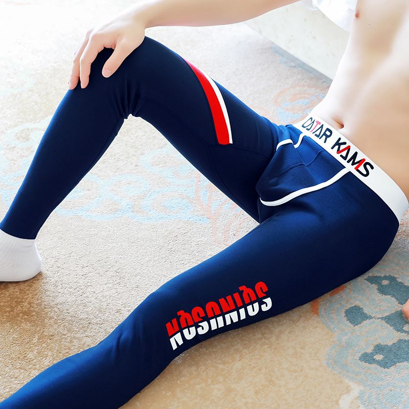 Men's autumn trousers thin section tight line pants boys warm pants autumn and winter leggings trendy underpants cold-proof cotton wool pants