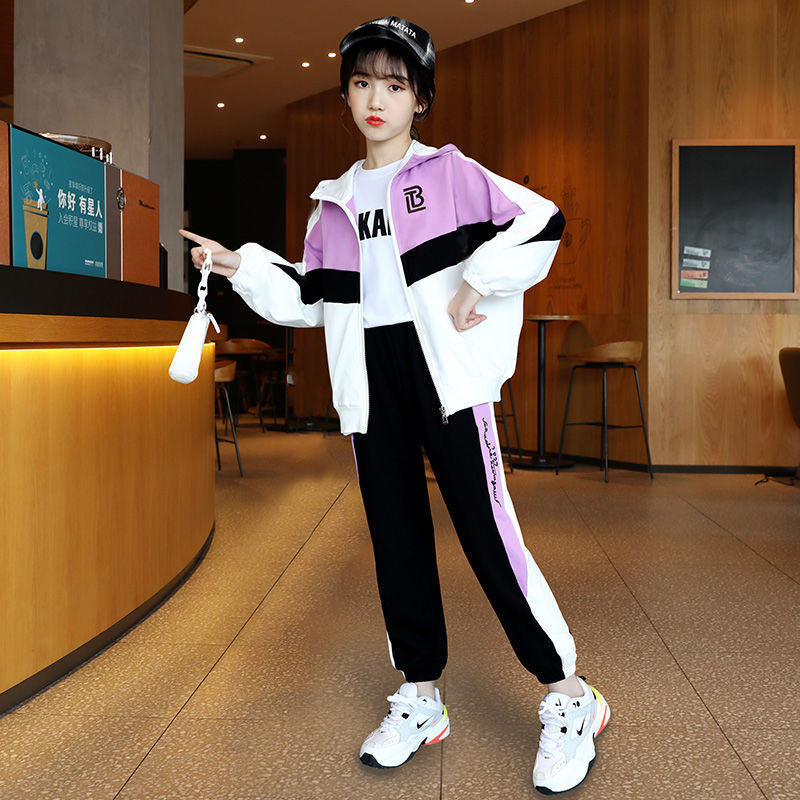 女童春裝套裝2023年新款網紅洋氣春秋兒童衣服大童女孩運動兩件套