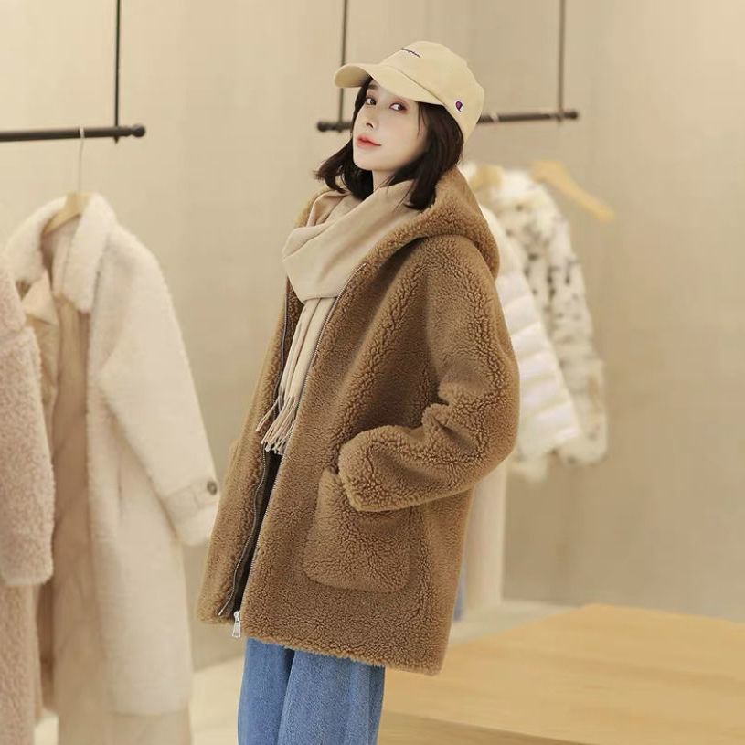 分割2021秋冬季新款皮草外套女装中长款羊羔毛皮毛一体颗粒羊剪绒【2