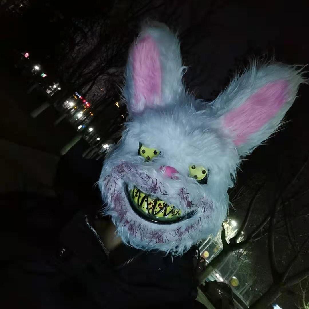 血腥兔面具头套jk恶魔兔子恐怖吓人万圣节鬼脸网红学生杀手兔拍照