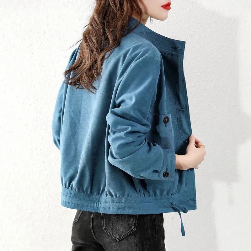  Spring and Autumn New High-end Fashion Versatile Western Style Korean Style Loose Slim Solid Color Trendy Jacket Tops for Women