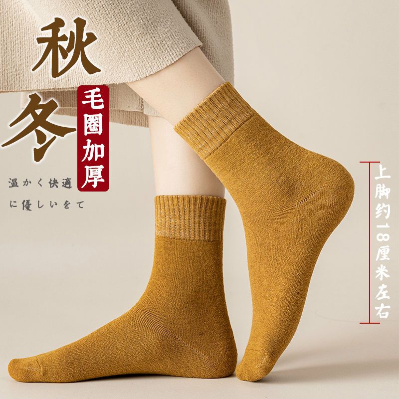 88702-袜子女冬季加绒加厚毛圈防寒保暖袜厚袜子女士毛巾地板袜加厚长袜-详情图