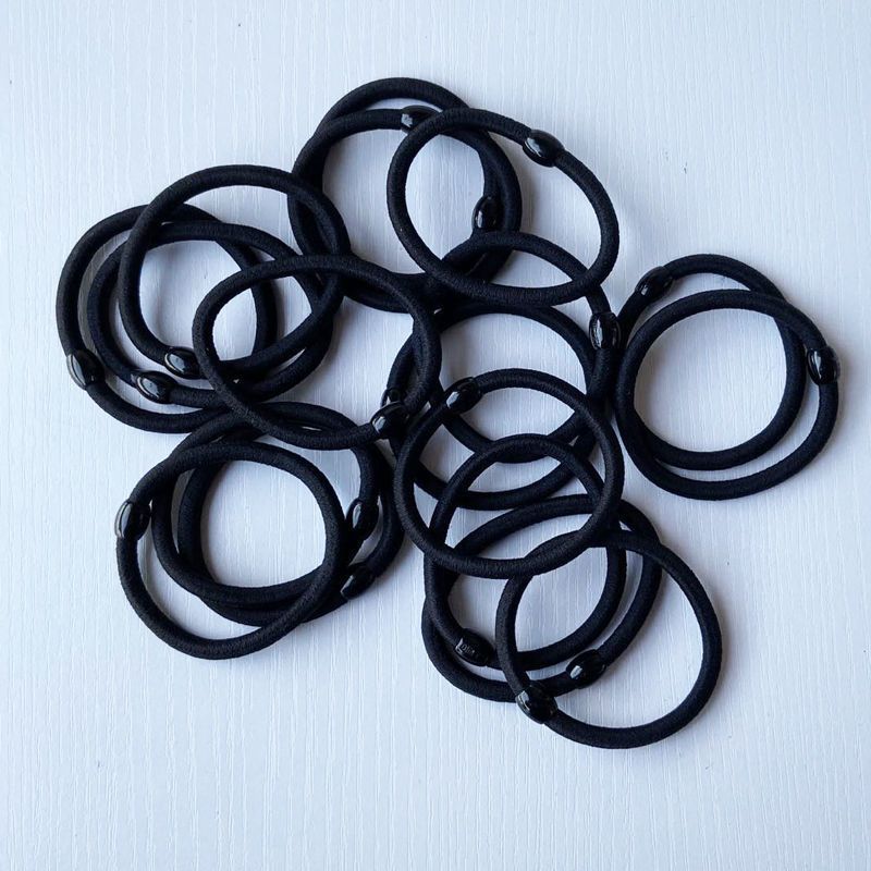 Black bold rubber band hair ring high elastic durable head rope female adult hair tie tied ponytail simple leather ring hair accessories