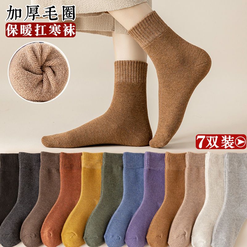 88702-袜子女冬季加绒加厚毛圈防寒保暖袜厚袜子女士毛巾地板袜加厚长袜-详情图