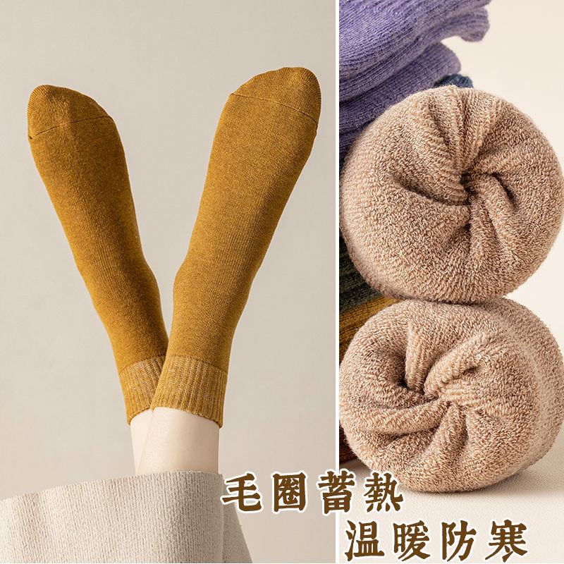 88702-袜子女冬季加绒加厚毛圈防寒保暖袜厚袜子女士毛巾地板袜加厚长袜-详情图
