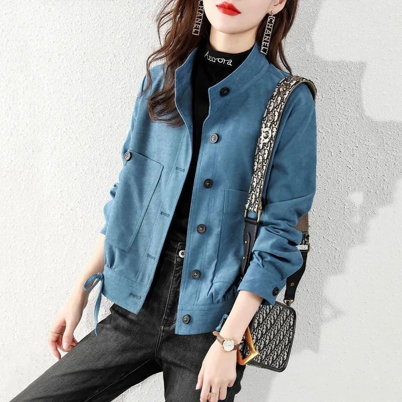  Spring and Autumn New High-end Fashion Versatile Western Style Korean Style Loose Slim Solid Color Trendy Jacket Tops for Women