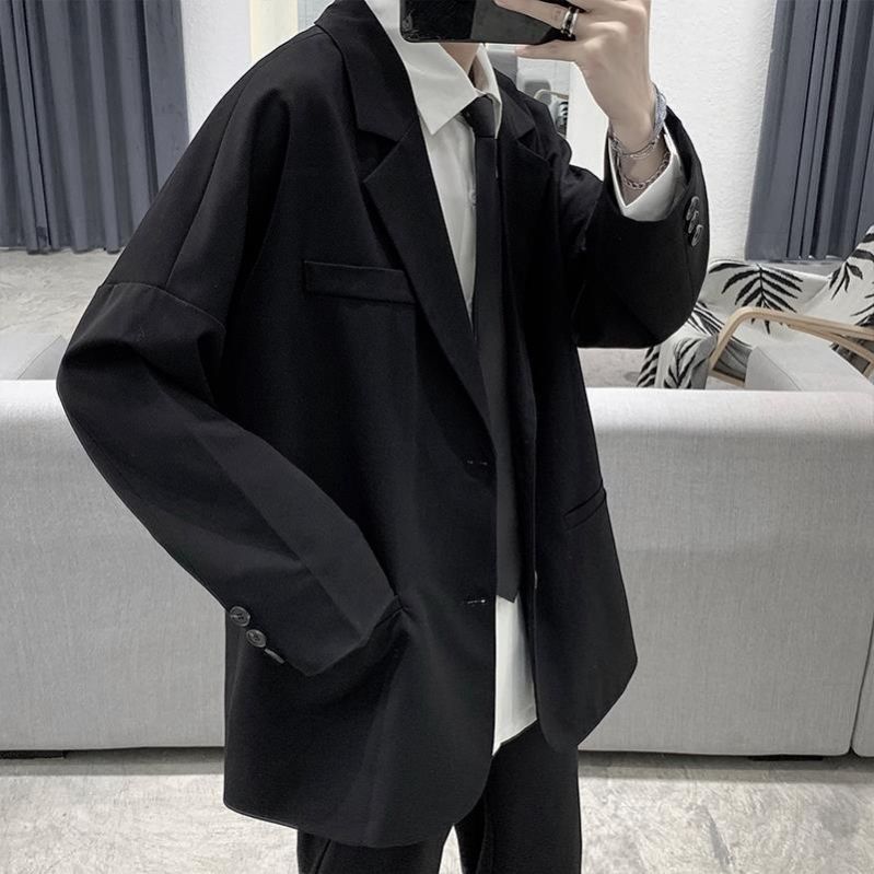 Casual suit jacket for men and women loose shoulders small suit Internet celebrity handsome Korean version trend spring and autumn ruffian handsome dk uniform