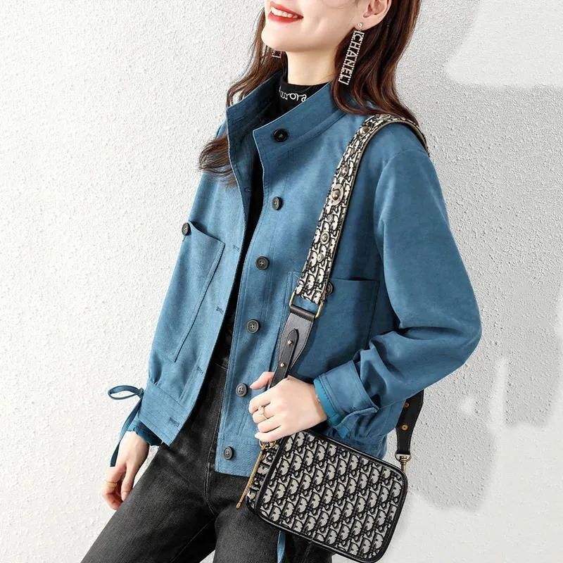  Spring and Autumn New High-end Fashion Versatile Western Style Korean Style Loose Slim Solid Color Trendy Jacket Tops for Women