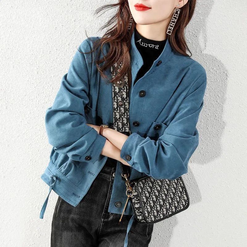  Spring and Autumn New High-end Fashion Versatile Western Style Korean Style Loose Slim Solid Color Trendy Jacket Tops for Women