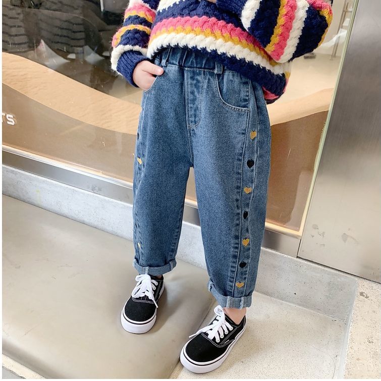 女童牛仔褲2023春秋新款中小童寶寶韓版時尚長褲小女孩兒童褲子潮