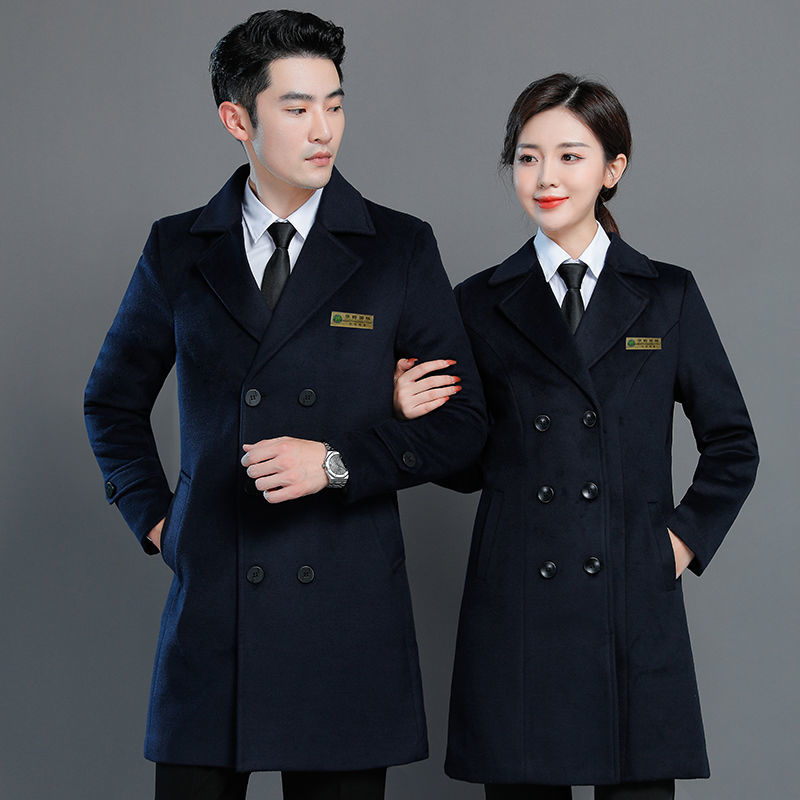 Professional wear woolen coat autumn and winter 4s shop sales department hotel front desk bank manager thickened coat overalls