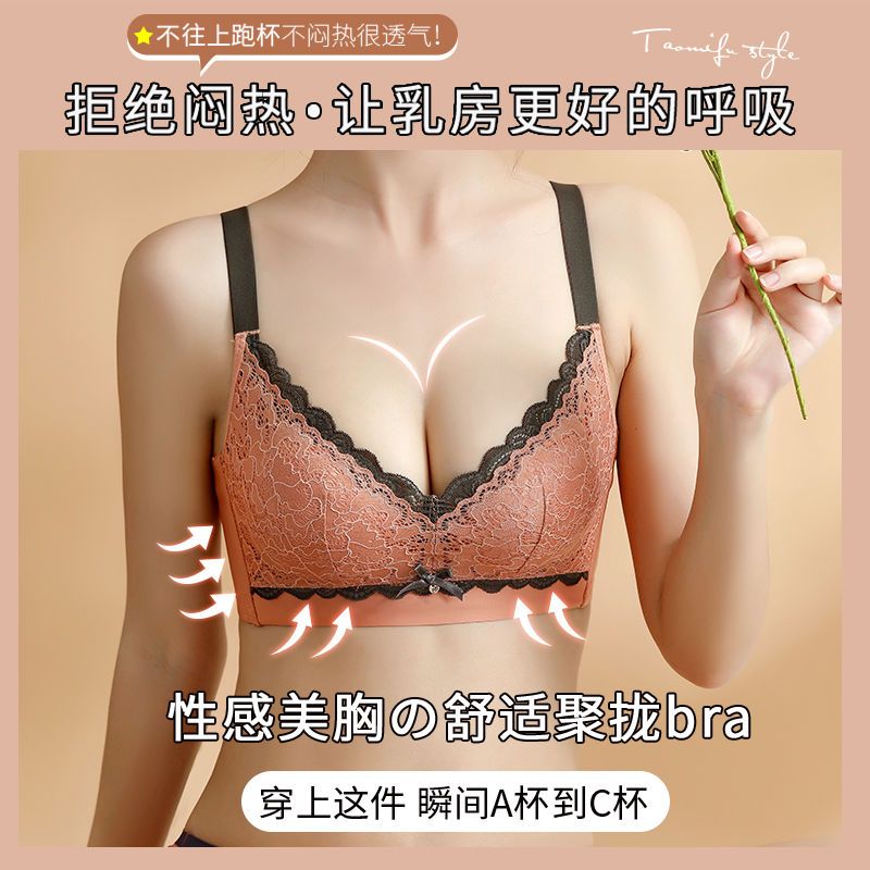 Underwear Girls Small Chest Gathered Show Big Closed Breasts Adjustable Anti-Sagging Bra No Steel Ring Push Up Sexy Bra