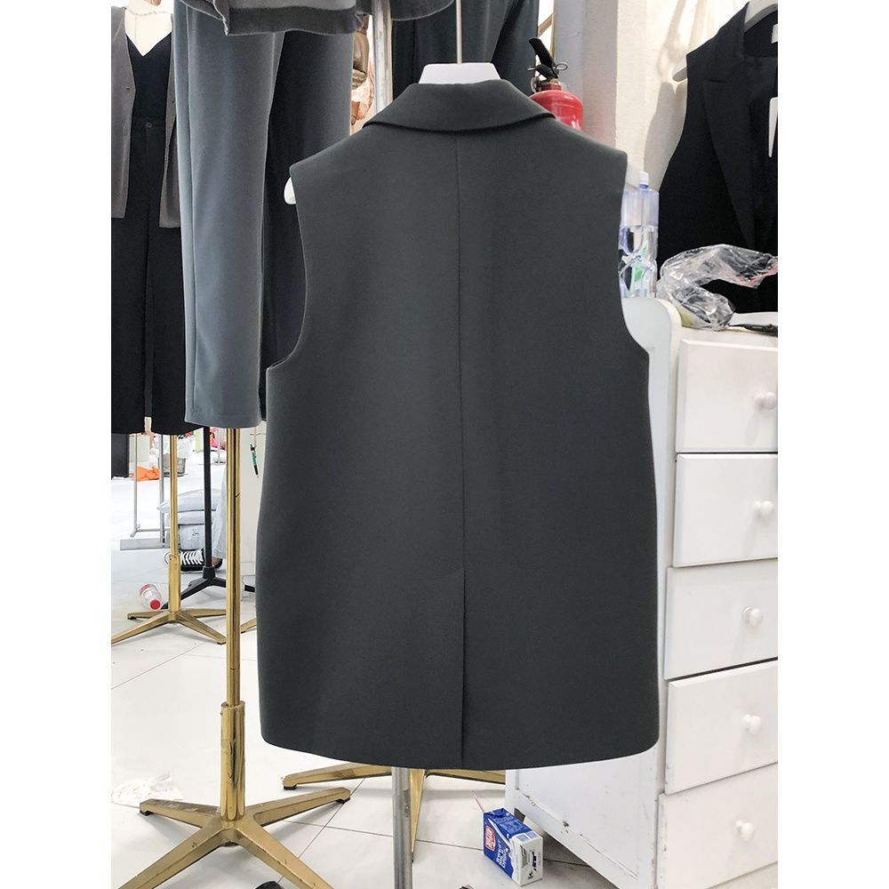 thefont suit black vest women's jacket spring and autumn casual 23 new style temperament sleeveless vest suit outer wear