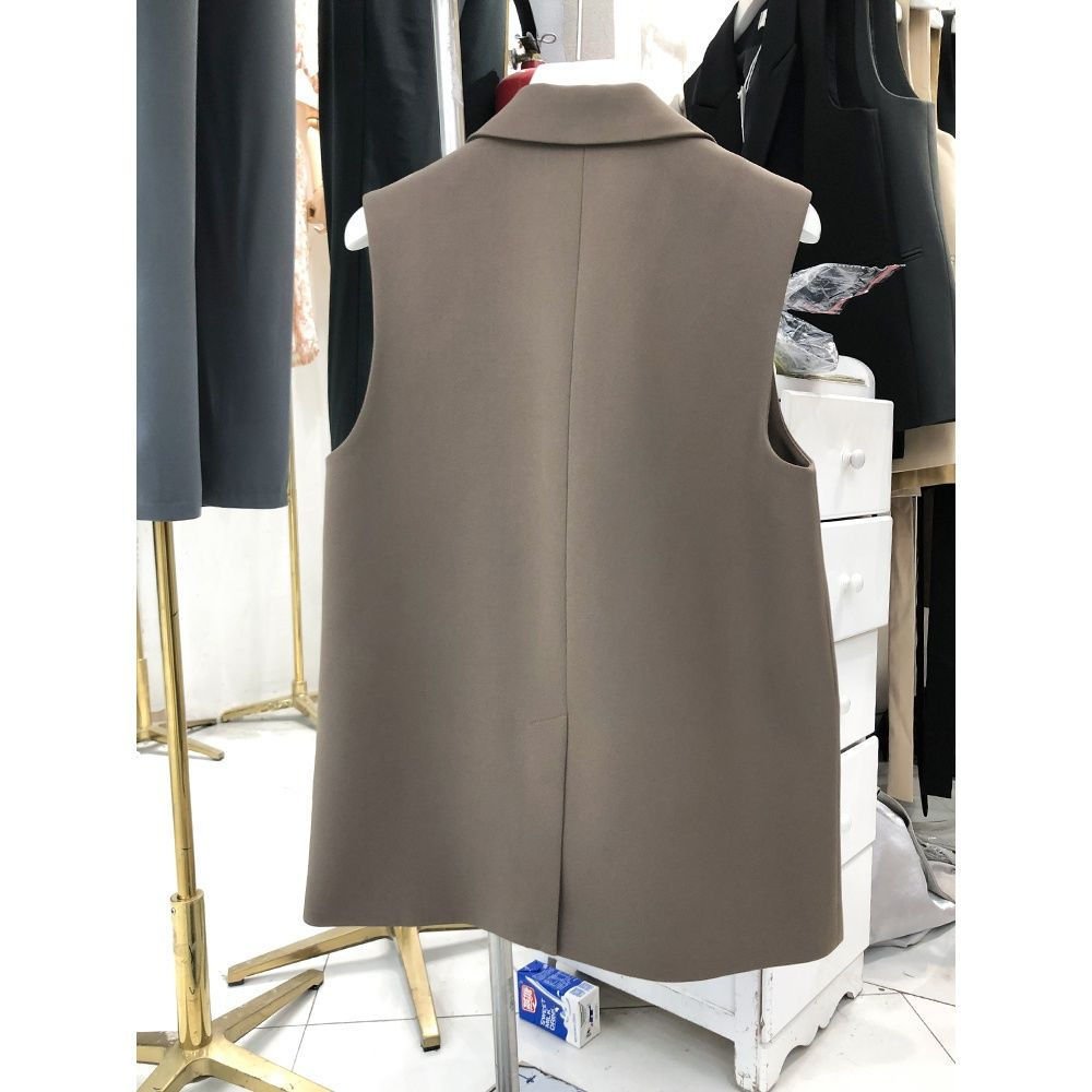 thefont suit black vest women's jacket spring and autumn casual 23 new style temperament sleeveless vest suit outer wear