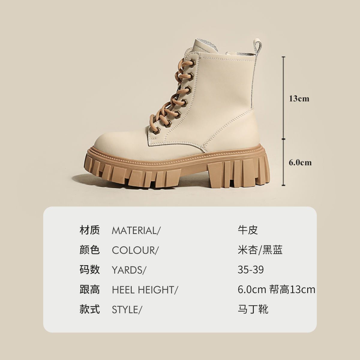 CENTRAL& Kitty thick soled mid tube Martin boots 2021 new women's boots spring and autumn single boots summer height