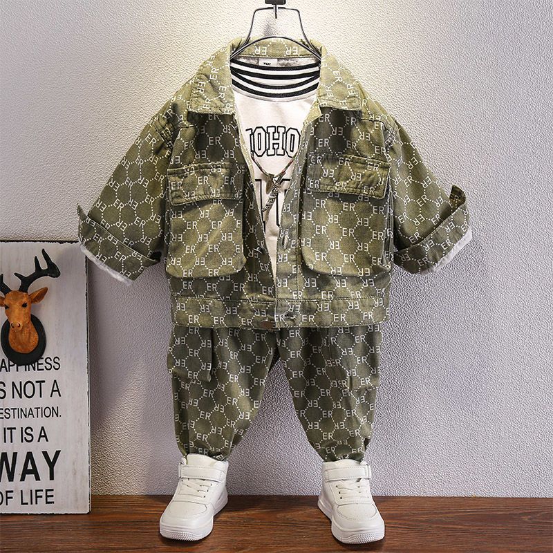 Boys' Suit Spring And Autumn 2026 New Fashionable Clothes For Little Children Trendy Baby Fall Workwear Two-Piece Set_voghion.com
