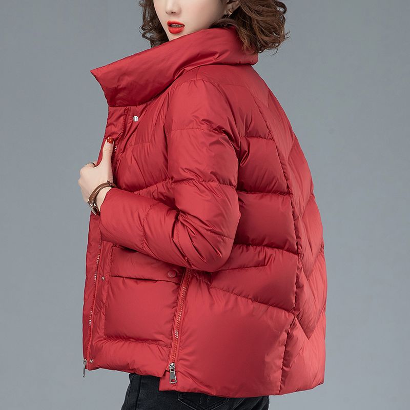 羽绒棉服女2021新款洋气小棉袄冬季外套免洗立领大码加厚短款棉衣