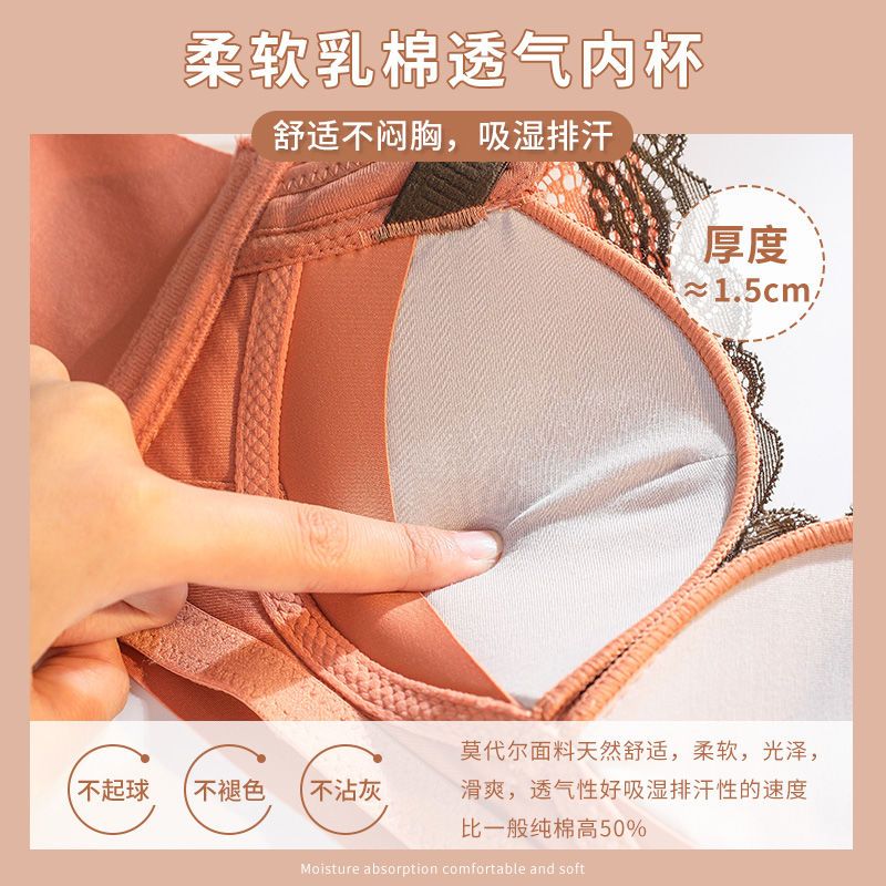 Underwear Girls Small Chest Gathered Show Big Closed Breasts Adjustable Anti-Sagging Bra No Steel Ring Push Up Sexy Bra