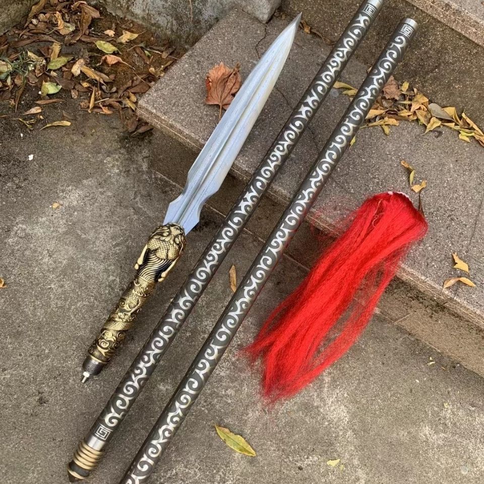 龙泉红缨枪霸王枪武术枪赵子龙长枪百练钢红樱枪头长矛太极未开刃