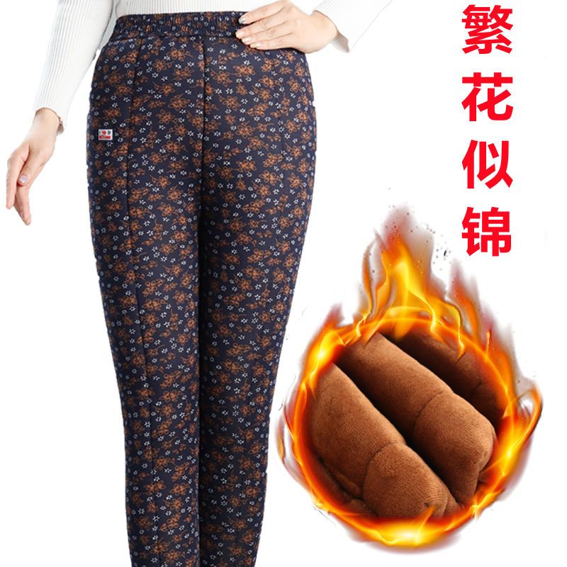 88769-妈妈驼绒裤女加绒加厚高腰保暖裤冬季打底宽松中老年外穿女裤子-详情图