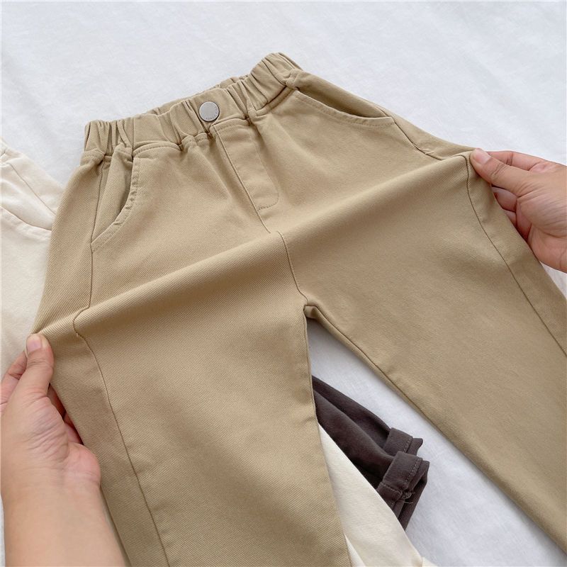Children's twill cotton trousers  autumn clothes new boys' outerwear casual pants baby girls stretch harem pants