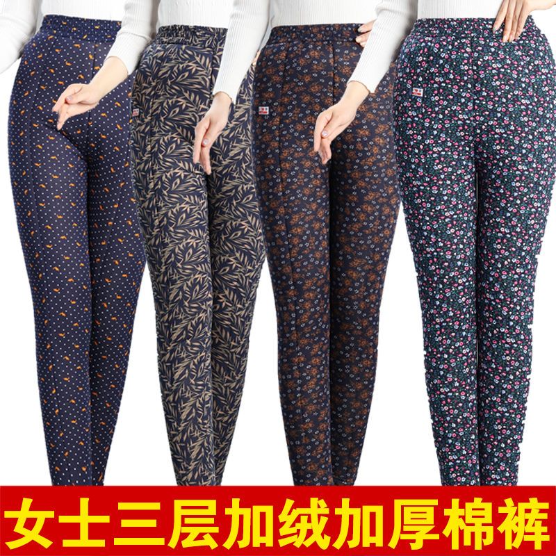 88769-妈妈驼绒裤女加绒加厚高腰保暖裤冬季打底宽松中老年外穿女裤子-详情图