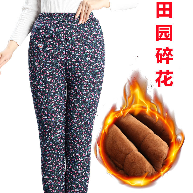 88769-妈妈驼绒裤女加绒加厚高腰保暖裤冬季打底宽松中老年外穿女裤子-详情图