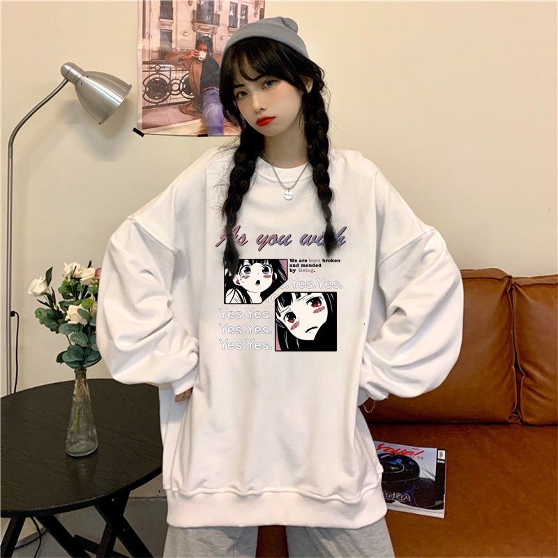 Sweater women's spring and autumn thin section mid-length lazy style BF loose all-match bottoming shirt top coat Korean version of ins tide