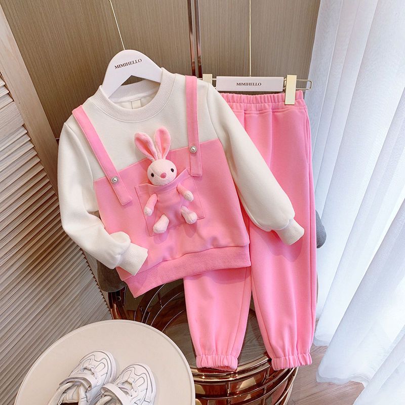 女童秋裝套裝2023新款可愛女寶寶童裝衣服網紅兒童春秋洋氣兩件套