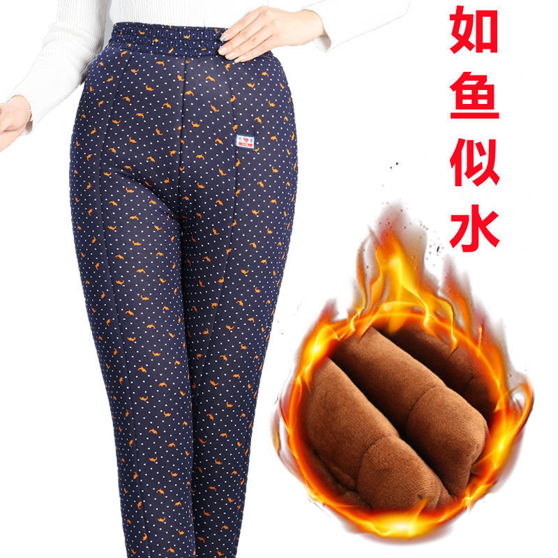 88769-妈妈驼绒裤女加绒加厚高腰保暖裤冬季打底宽松中老年外穿女裤子-详情图