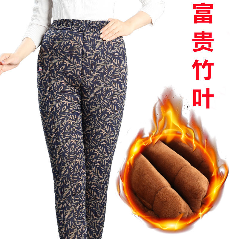 88769-妈妈驼绒裤女加绒加厚高腰保暖裤冬季打底宽松中老年外穿女裤子-详情图