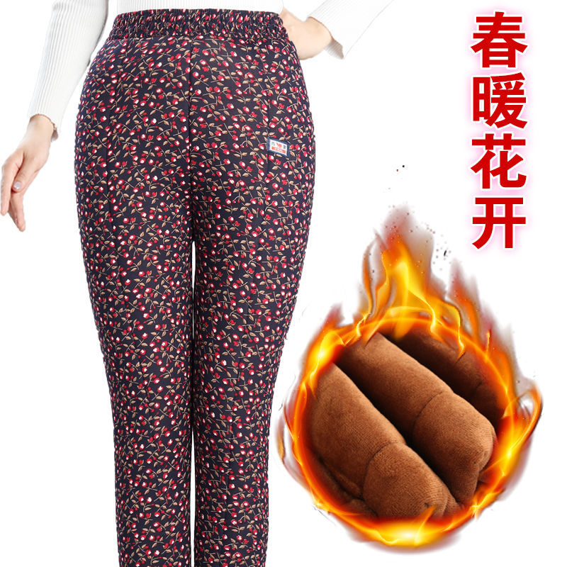 88769-妈妈驼绒裤女加绒加厚高腰保暖裤冬季打底宽松中老年外穿女裤子-详情图