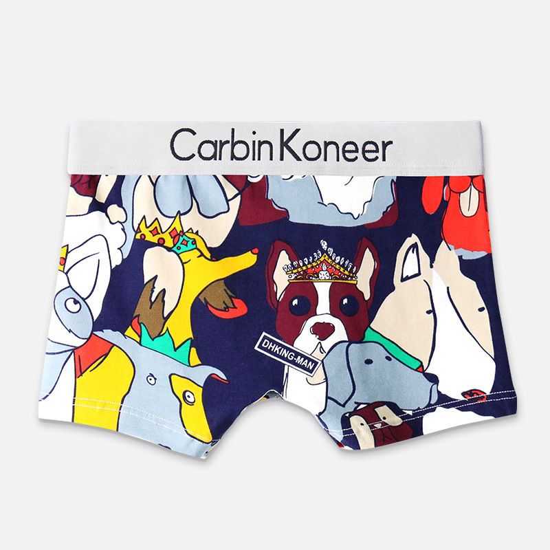 Women's neutral les handsome t cotton boxer briefs safety pants mid-waist sports breathable cartoon printed triangle shorts