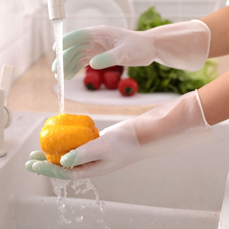 初石 新款四季洗碗手套女厚款防水耐用家务厨房洗菜洗衣服橡胶乳胶塑胶