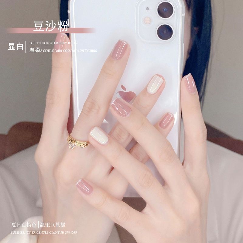 奶白色美甲甲油胶夏天2021年新款流行色豆沙粉色显白指甲油胶店用